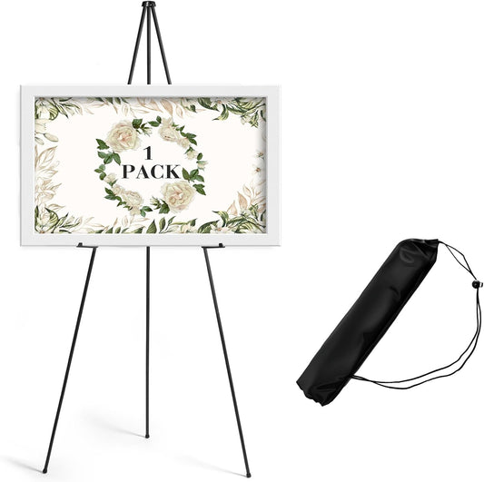 AZEAM 63" Portable Black Metal Easel Stand - Adjustable Display for Weddings, Art, and Posters | Foldable Design