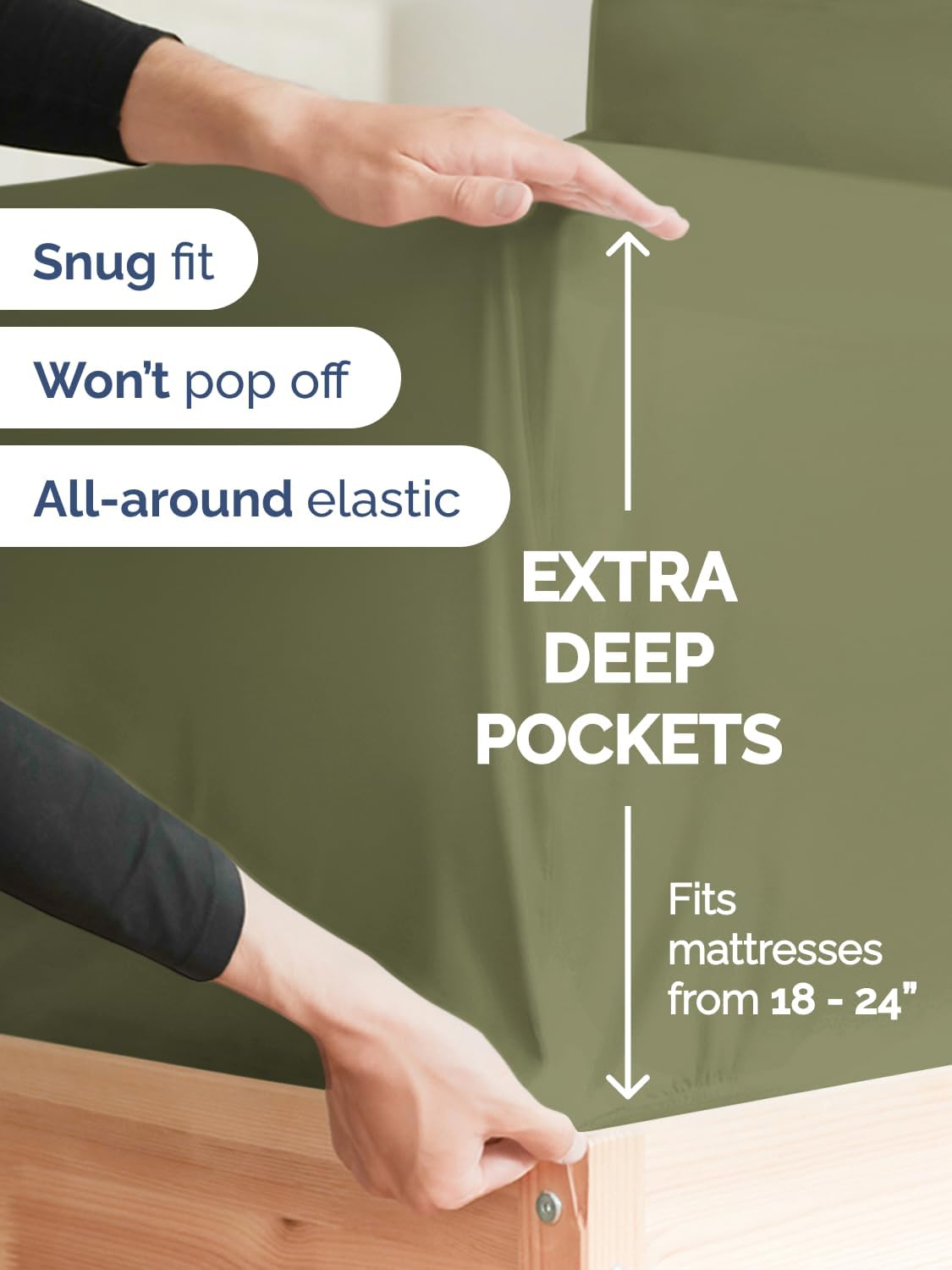 Skiennix Extra Deep Twin Sheet Set - 4 Piece Breathable Cooling Sheets - Luxury Hotel Quality - Sage Green