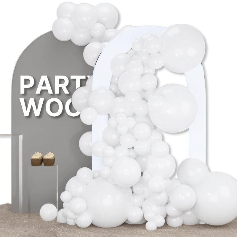 PartyWoo White Balloons 155pcs Different Sizes Pack of 18 12 10 5 Inch Matte White Latex Balloon Arch Kit Garland for Wedding Bridal Graduation Baby Shower Birthday Party Decorations White-Y13