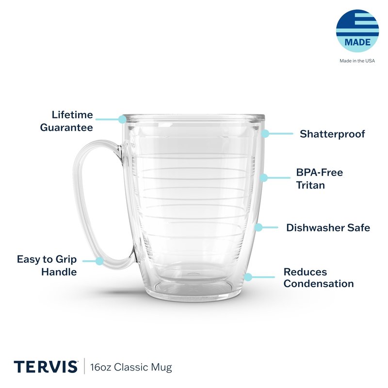 Tervis Clear & Colorful Tabletop Made in USA Double Walled Insulated Tumbler Travel Cup Keeps Drinks Cold & Hot, 16oz Mug, Elderberry Wild