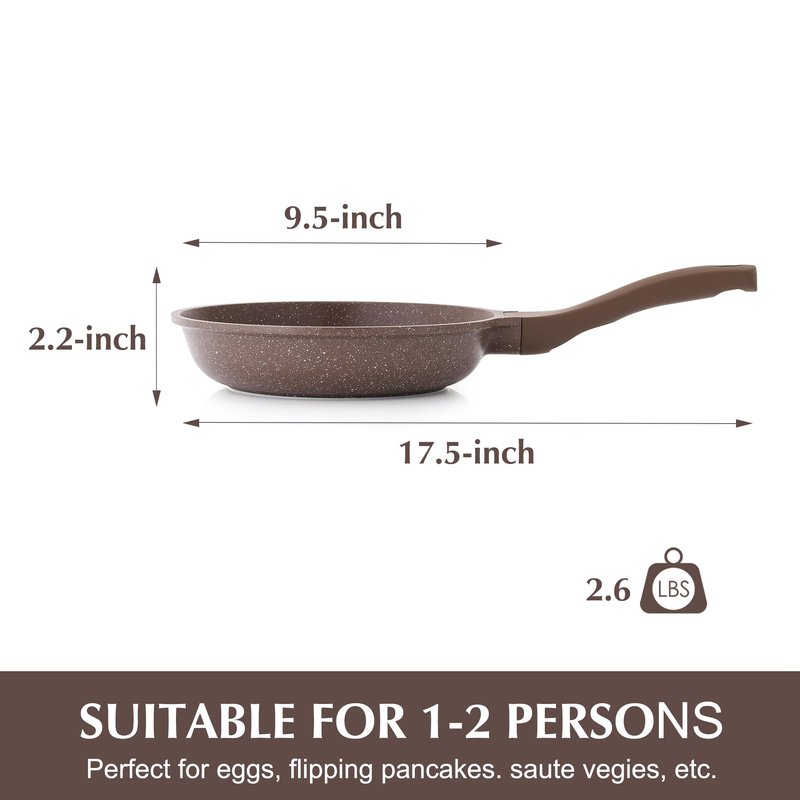 SENSARTE Nonstick Frying Pan Skillet, Non Stick Omelette Pan, Healthy Stone Cookware Chef's Pan PFOA Free, Toffee Brown (9.5 Inch)