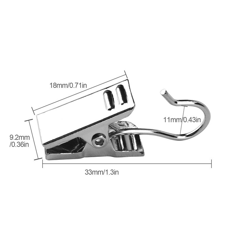 50 PCS Curtain Hooks Heavy Duty Clips, Stainless Steel Shower Curtain Clip with Hook for Vendor Display Supplies, Home Decoration, Hanging Photos, Art Craft Display (Silver)