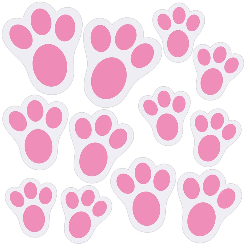 Wonmon 70PCS Removable Easter Bunny Paw Prints Stickers, 3 Size Easter Bunny Feet Stickers Rabbit Paw Decal Bunny Paw Print Clings for Home Office Classroom Floor Easter Party Decorations