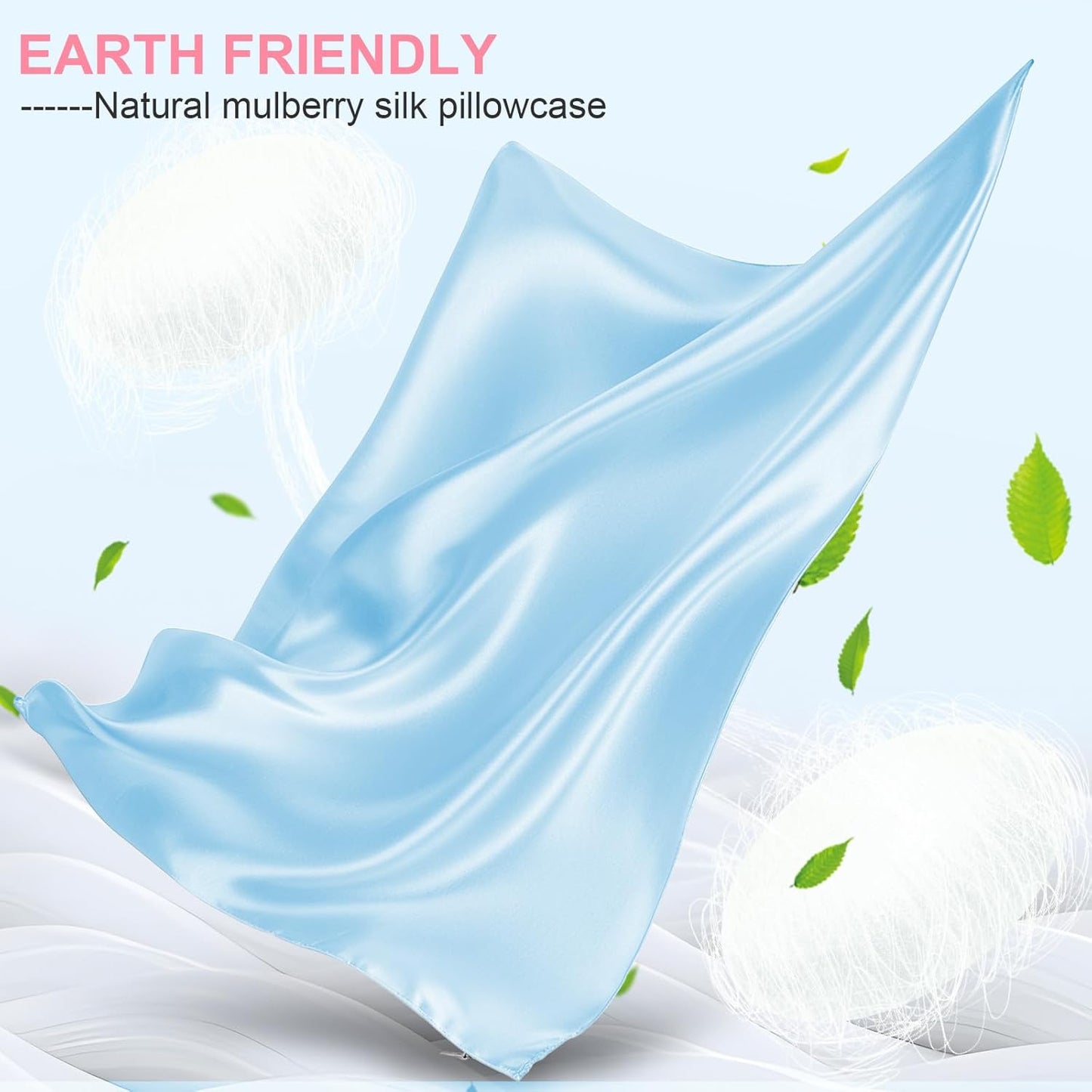 Skiennix Silk Pillowcases - King Size 2-Pack | Mulberry Silk for Hair & Skin - Smooth & Breathable, Sky Blue