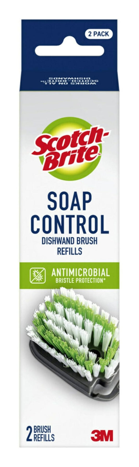 Scotch-Brite Soap Control Dishwand Brush Refills, Non-Scratch Scrub Brush Heads, Durable & Odor-Resistant, 3 Count (6 Total Refills)