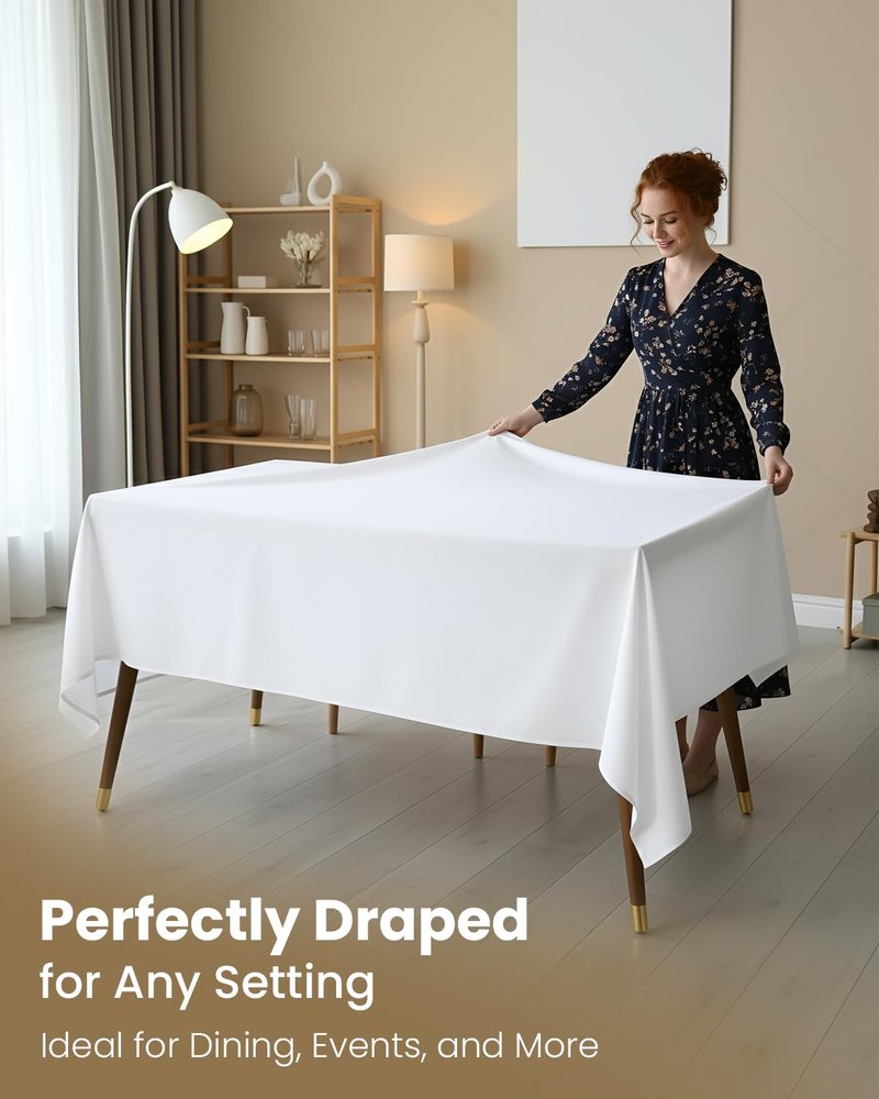 Utopia Kitchen Rectangle Table Cloth 2 Pack [60x120 Inches, White] Tablecloth Machine Washable Fabric Polyester Table Cover for Dining, Buffet Parties, Picnic, Events, Weddings and Restaurants