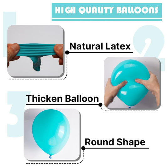 PartyWoo Teal Balloons 101pcs 12 Inch Turquoise Dark Teal Latex Balloons for Baby Shower Wedding Anniversary Gender Reveal Graduation Mermaid Birthday Pool Bachelorette Party Decorations Blue-Y69