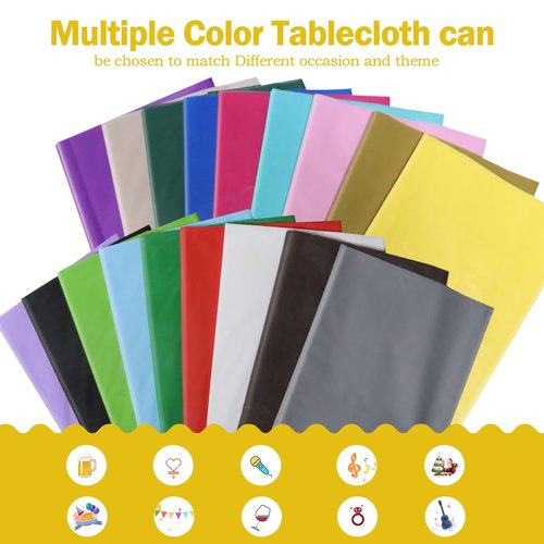 Hot Pink 6 Pack Plastic Table Cloth 54" x 108", Disposable Tablecloths Rectangle Table Cover, Plastic Tablecloths for Parties