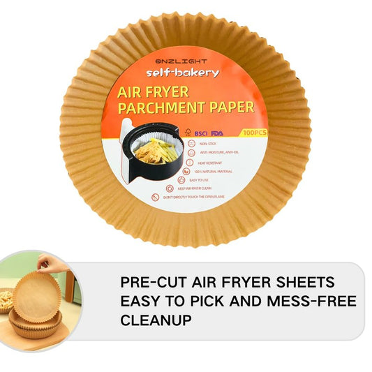 Air Fryer Paper Liners,100PCS Natural Parchment Paper for Air Fryer,Oil-proof Water-proof, Food Grade Parchment for AirFryer, Steamer, Microwave Etc (round 6.3 inch)