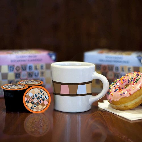 Double Donut Coffee Half Caff Pods - Single Serve Medium Roast for Keurig | 80 Count