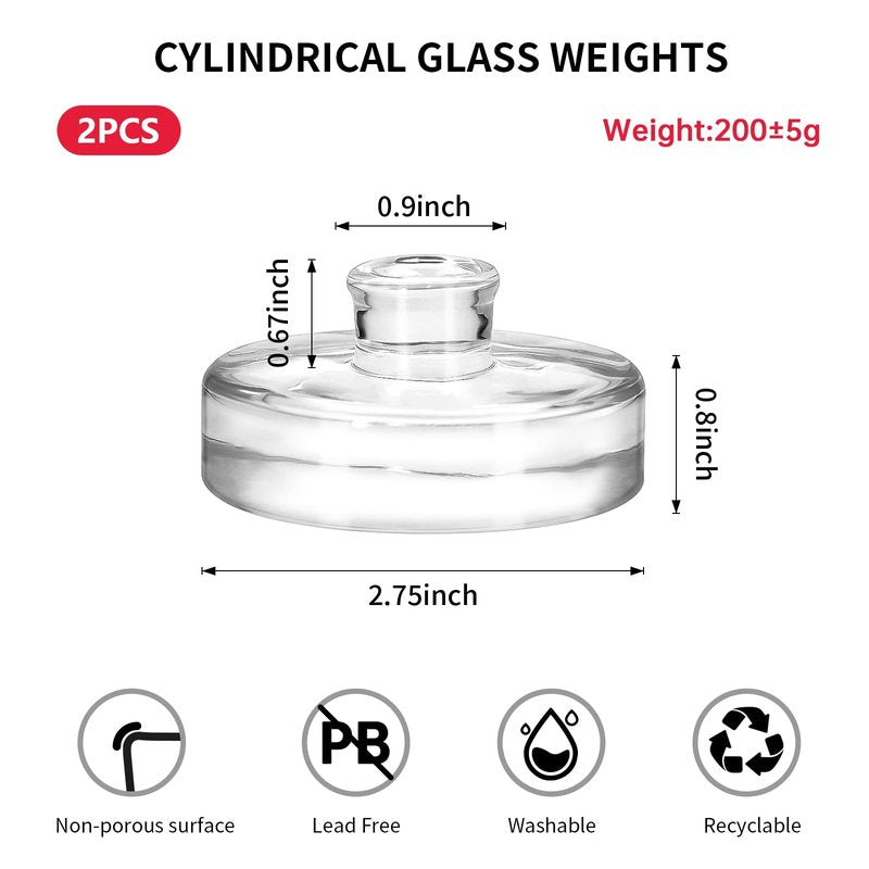 2Pcs Fermentation Glass Weights with Easy Grip Handles, Clear Canning Weights and Pickling Glass Weight for Wide Mouth Mason Jars, Fermenting Kit, Kimchi, Sauerkraut (2)