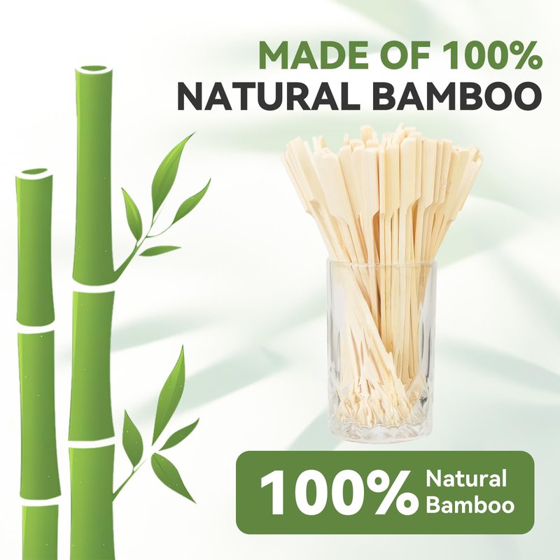 100PCS Cocktail Picks, Fancy Picks for Appetizers, Decorative Skewers for Appetizers Drinks Party Fruit, 10 Inch Long Wooden Bamboo Paddle Food Sticks Charcuterie Boards Accessories