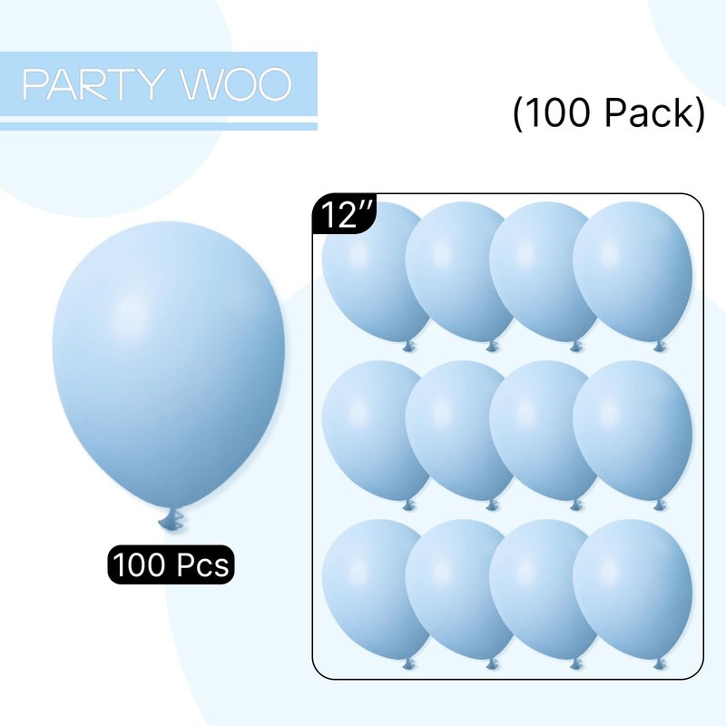 PartyWoo Blue Balloons 100pcs 12 Inch Latex Helium Balloons for Birthday Gender Reveal Wedding Anniversary Baby Shower Graduation Bachelorette Beach Dog Retirement Party Decorations Blue-Y4