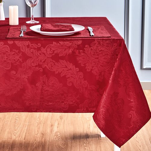 HomeJoy Rectangle Table Cloth Linen Farmhouse Stainproof Waterproof Washable Polyester Oblong Rectangular Fabric Table Cover for Kitchen Dining Dinner (Red, 60 X 84 Inch)