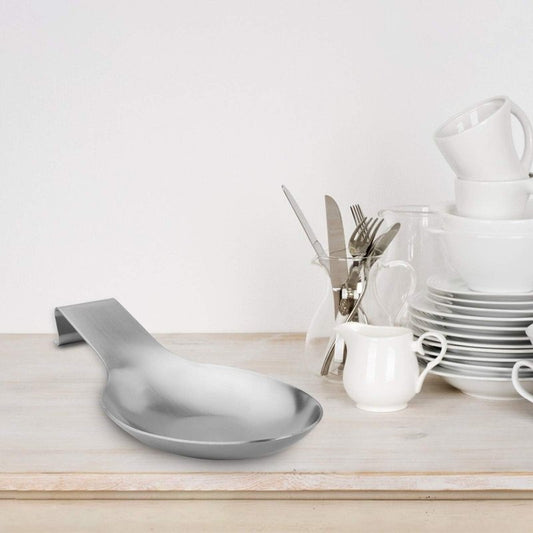 VanlonPro Stainless Steel Spoon Rest, Spatula Ladle Holder, Stainless Steel Utensil Spoon Rest Holder, Brushed Finish, Dishwasher Safe 9.8 x 3.7 Inch (Silver 1PC)