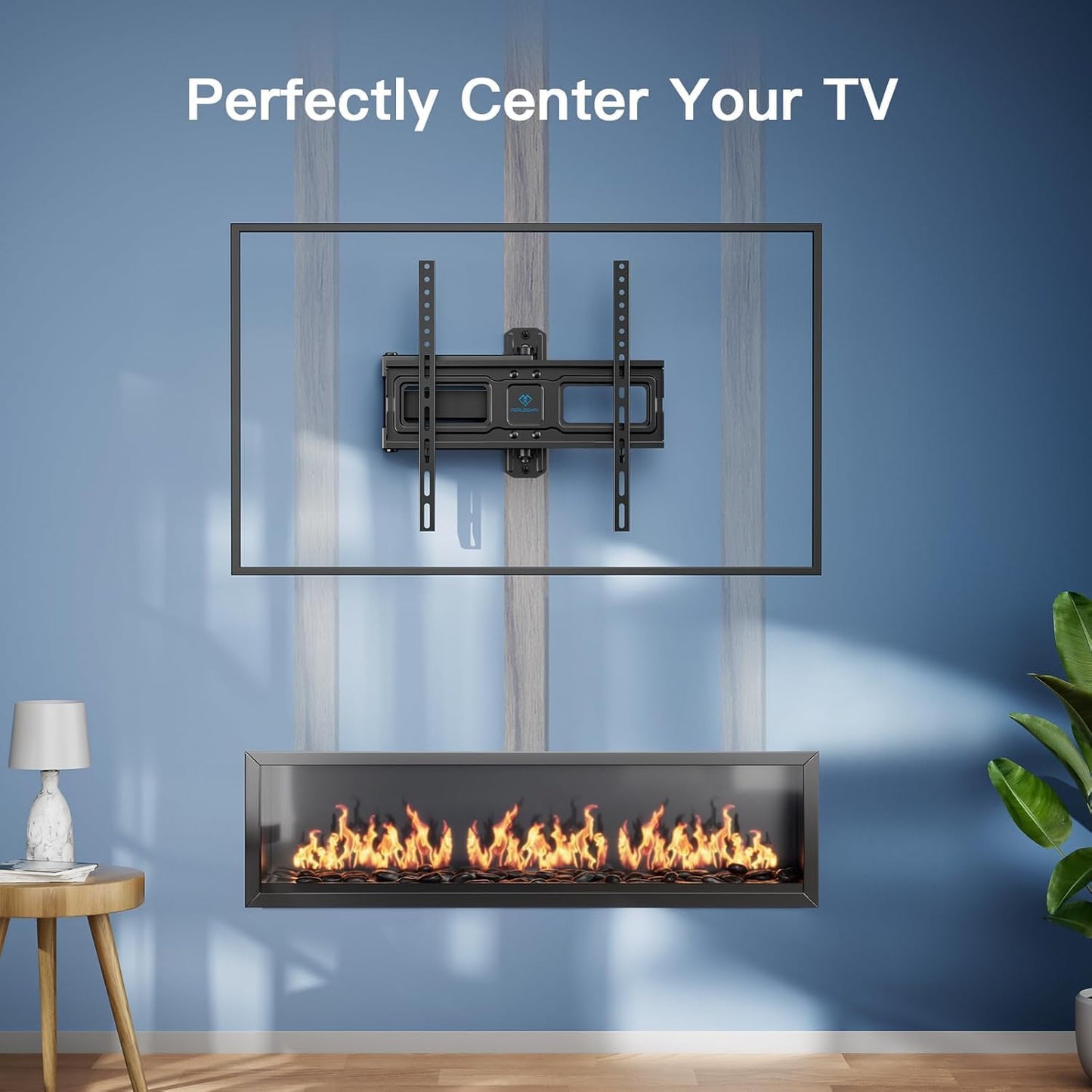 Perlesmith Corner TV Wall Mount - Full Motion Bracket for 26-65 Inch TVs up to 70 lbs | Swivel, Tilt, Level