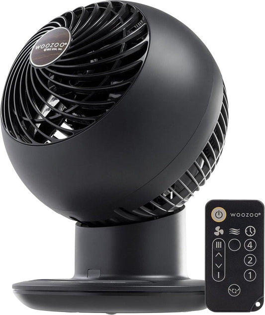 IRIS USA WOOZOO Air Circulator Fan with Remote, Oscillation, 5 Speeds, 82ft Max Air Distance, 90° Adjustable Tilt, 30db Quiet Motor, Small Fan for Bedroom, Office, Dorm, Black