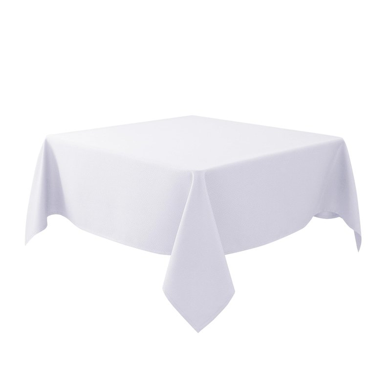 Biscaynebay Textured Fabric Square Tablecloths 60x60 Inches, White Water Resistant Table Cloth Small Card Folding Table Covers Linen for Dining, Kitchen, Wedding and Parties etc. Machine Washable