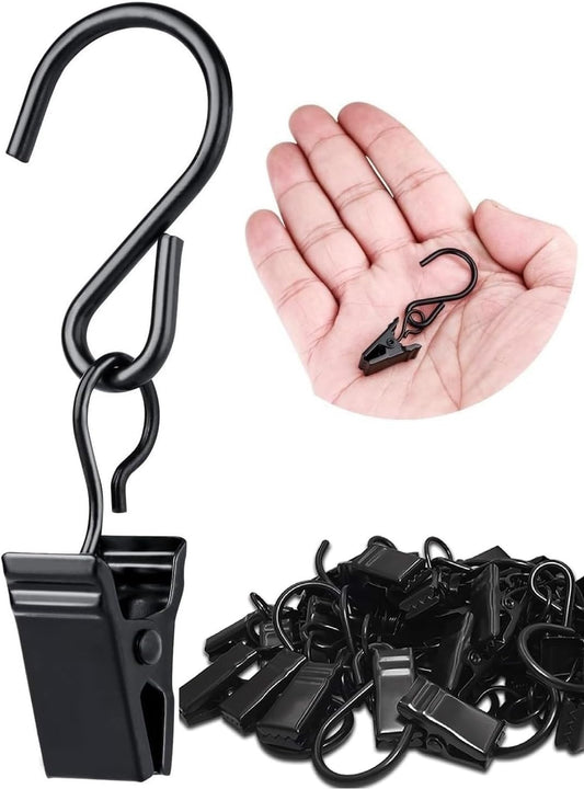 Skiennix Christmas Light Clips - 50 Pack Heavy Duty Metal Hooks for Outdoor String Lights | Perfect for RV & Tent Decor