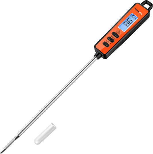 TempPro Digital Meat Thermometer - Instant Read Kitchen Thermometer with Long Probe & Backlit Display