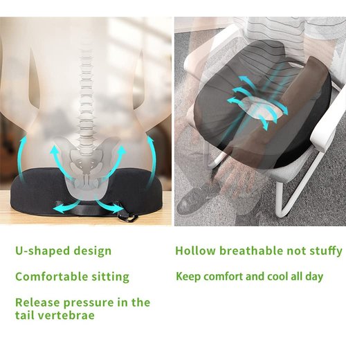 Donut Pillow Coccyx Seat Cushion for Prostate, Sciatica, Pelvic Floor, Pressure Sores, Pregnancy, Perineal Surgery, Postpartum Recovery Pain Pressure Relief Memory Foam Chair Pad