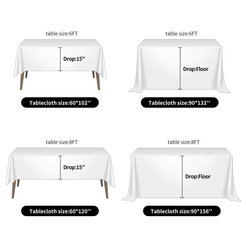 Ascoza 2pack 60x120 Inch White Rectangular Tablecloth 6 Feet Table Cloth in Polyester Fabric for Wedding/Banquet/Restaurant/Parties
