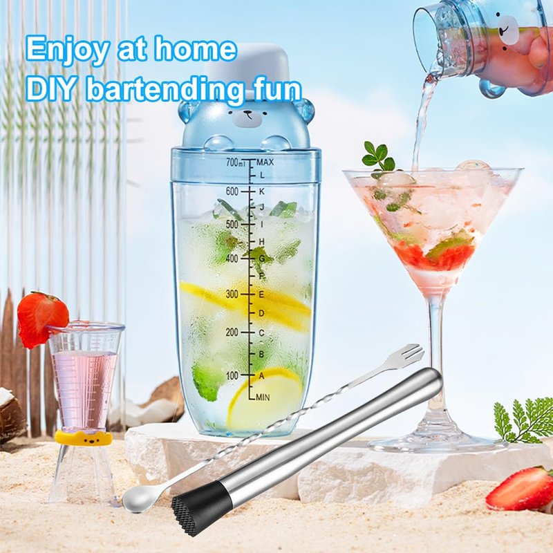 Rukinovi 2 Pcs Muddler for Cocktails,10 Inch Muddler and 8 Inch Bar Spoon,Stainless Cocktail Accessories for Drink - Create Delicious Mojitos and Other Fruit Based Drinks