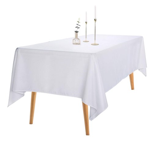 Ascoza 2pack 60x84 Inch White Rectangular Tablecloth 4 Feet Table Cloth in Polyester Fabric for Wedding/Banquet/Restaurant/Parties