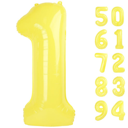 40 Inch Yellow 1 Balloon for First Birthday, 1st Number Balloons Birthday Decorations for Girl Kids Toddler Baby, One Giant Number 1 Balloon
