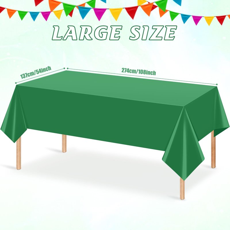 YIDAKO 3Pcs Green Tablecloths for Rectangle Tables,Disposable Plastic Table Cloth,Waterproof Green Table Cover for Graduation Birthdays Weddings Anniversary Party Decorations,54 x 108 Inch
