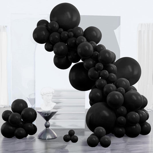 PartyWoo Black Balloons - 152-Piece Arch Kit with Various Sizes for Baby Showers, Birthdays & Anniversaries