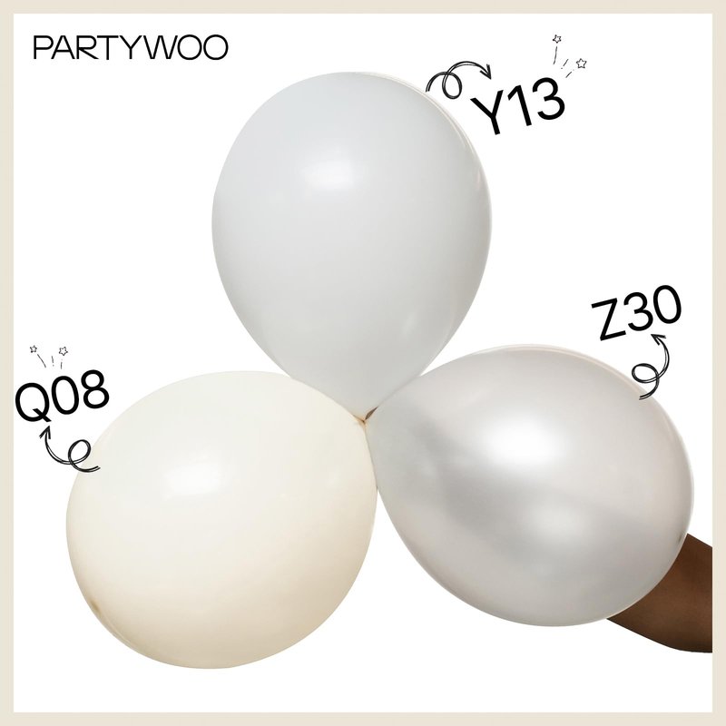 PartyWoo Beige Balloons 101pcs 12 Inch Cream Ivory White Balloons for Wedding Baby Shower Birthday Bridal Shower Graduation Engagement Easter Anniversary Tea Boho Party Decorations White-Q08