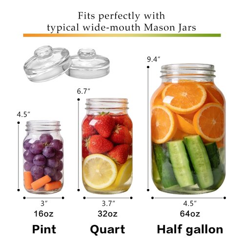 Fullgreat 4 Pack Fermentation Glass Weights with Handle for Large Wide Mouth Mason Jars, Dishwasher Safe