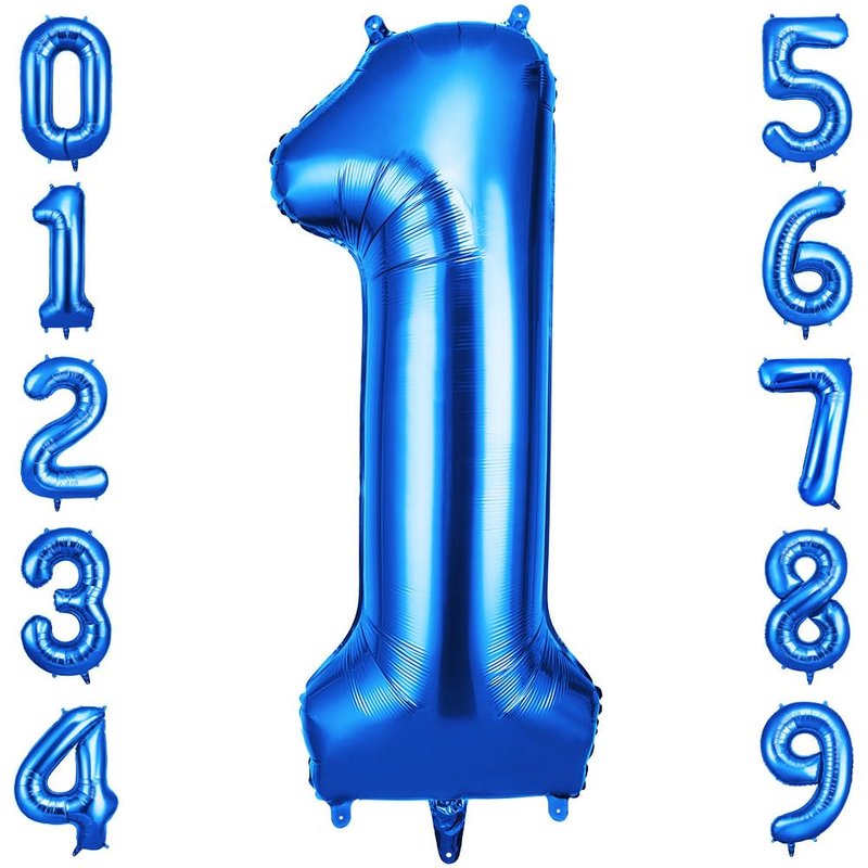 OFFCUP 40 Inch Blue Number 1 Balloon for 1st Birthday Decoration, Birthday Balloons Large Foil Number 1 Balloons Self Inflating for Boys Girls Men Women Birthdays Anniversary Party Decorations