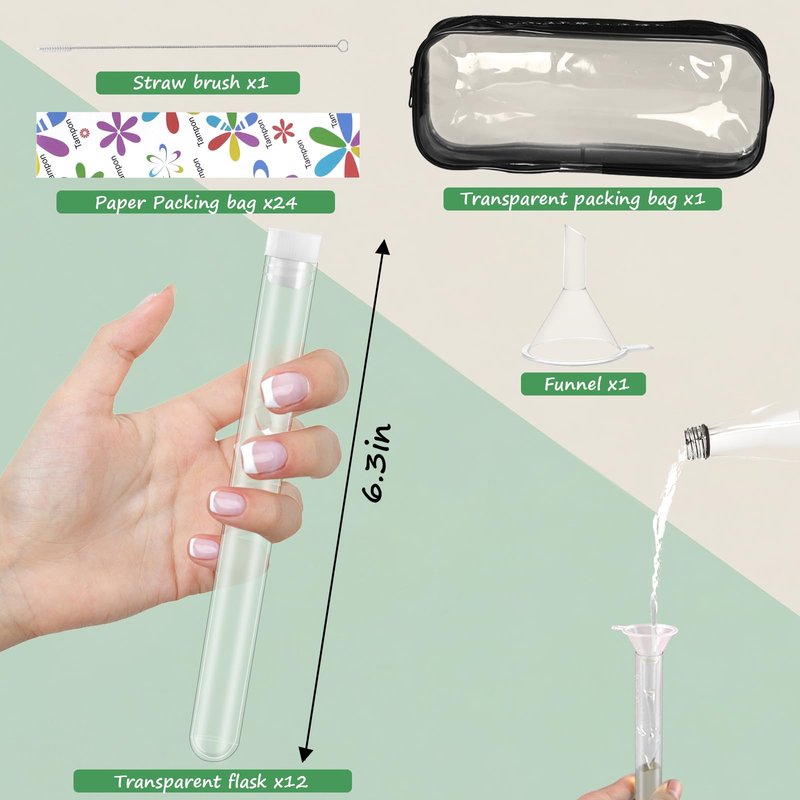 39 Pcs Secret Tampon Flask Set for Women Includes 12 Reusable Plastic Flasks for Girls, 24 Self Adhesive Wrappers, 1 funnel,1 Clear Box, Flask for Cruise Event, Concert, Outdoor Sports (white)