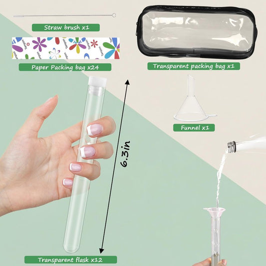 39 Pcs Secret Tampon Flask Set for Women Includes 12 Reusable Plastic Flasks for Girls, 24 Self Adhesive Wrappers, 1 funnel,1 Clear Box, Flask for Cruise Event, Concert, Outdoor Sports (white)