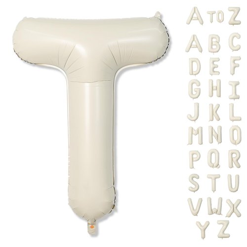 Cream Name Balloon Letters, Large Mylar Helium Alphabet T Custom Balloon Letter Beige Decor, 40 Inch Inflatable Sand White Letter T Foil Customize Balloons for Girls Birthday Party Decoration Supplies