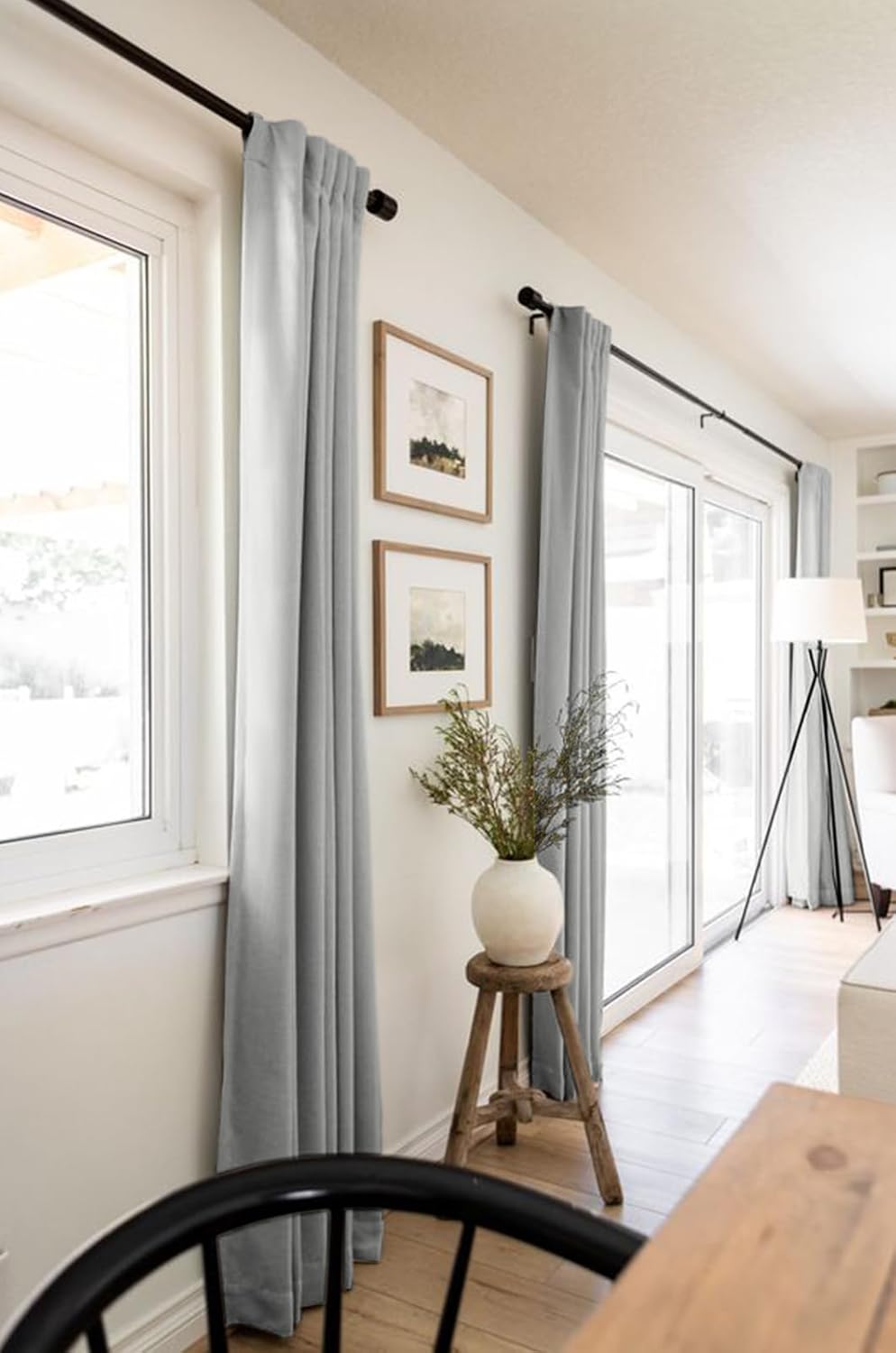 Skiennix 100% Blackout Linen Curtains - Thermal Insulated Drapes 2 Panels Set, 50" W x 84" L, Ash Grey
