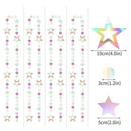 Iridescent-Disco Holographic-Euphoria Star Party-Decoration Garland - 52ft Neon Twinkle Twinkle Little Star Streamers,Wedding Birthday Bachelorette Baby Bridal Shower Engagement Lasting Surprise