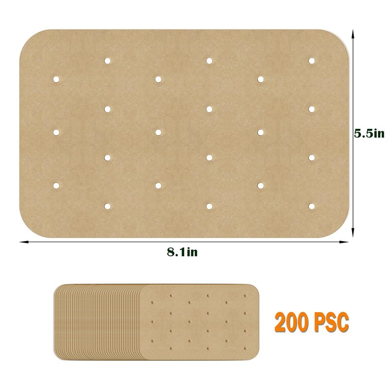 Air Fryer Parchment Paper Liners 200 Sheets - Disposable Liners Compatible With Ninja Foodi, Rectangle Perforated Baking Paper for 8 Quart 6-in-1 Dual Basket Accessories