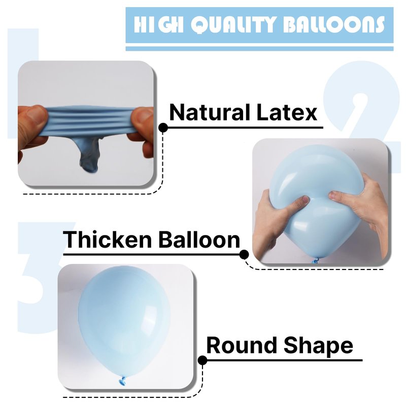 PartyWoo Baby Blue Balloons 101pcs 12 Inch Light Pastel Sky Aqua Blue Balloons for Graduation Baby Shower Gender Reveal Weddings Easter Birthday Bachelorette Anniversary Party Decorations Blue-Q13
