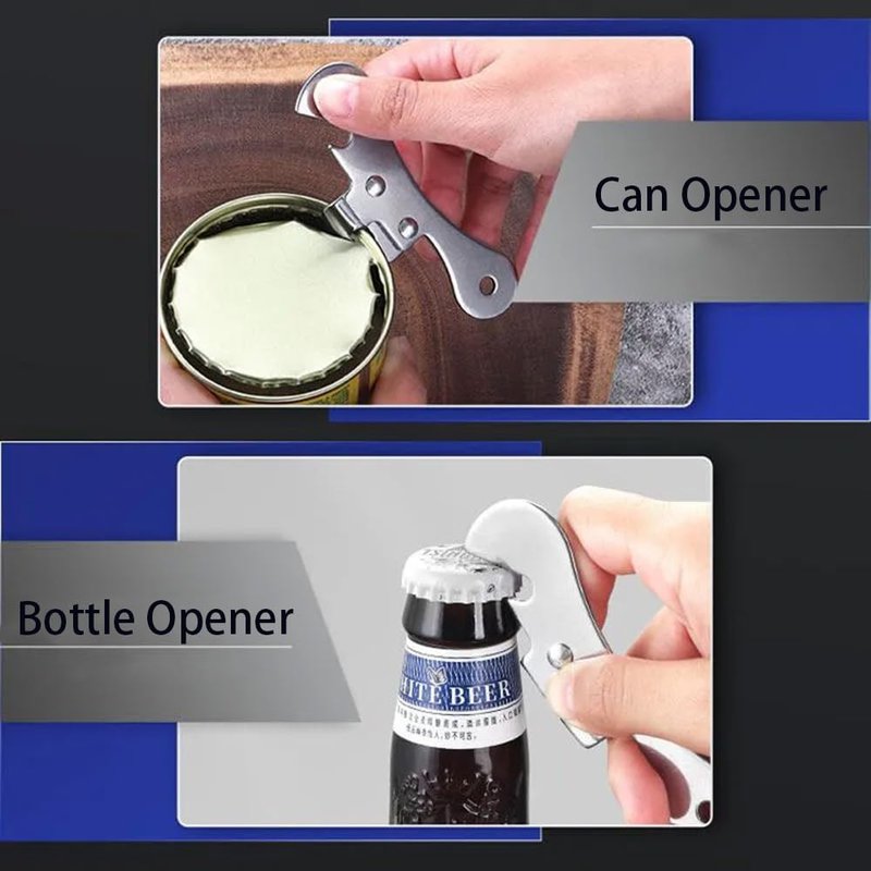 NACOLUS Can Opener Manual Stainless Steel Camping Can Opener, Portable Bottle Opener (2 Pieces)