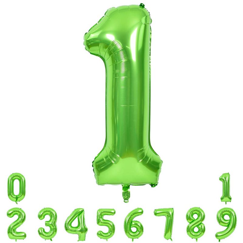 TONIFUL 40 Inch Large Green Numbers Balloons 0-9, Number 1 Digital 1 Helium Foil Mylar Big Number Balloons for 2026 Graduation New Year Eve Birthday Party Anniversary Supplies Decorations