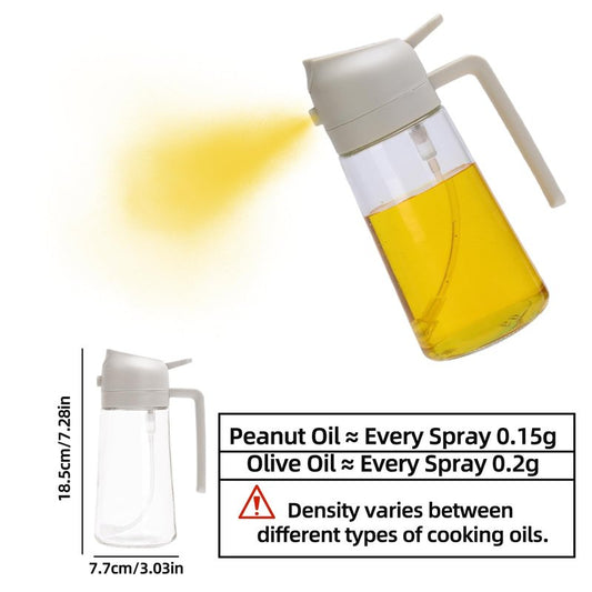 Aovdy 16oz/470ml Glass Olive Oil Sprayer for Cooking - 2 in 1 Olive Oil Dispenser Bottle Spray and Pour for Kitchen Gadgets Cooking Air Fryer Salad BBQ (White)