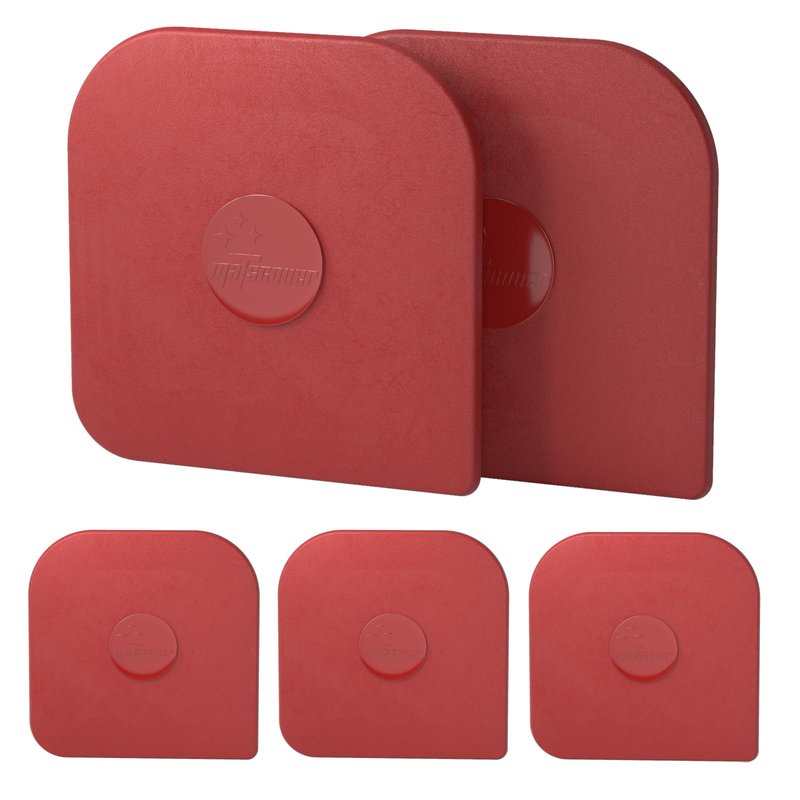Pan Scraper, 5 Pcs Pot Scraper Plastic, Pot Scraper Non Scratch for Cast Iron, Pot and Pan Cleaning, Sturdy Scraper Kitchen Tool, Red