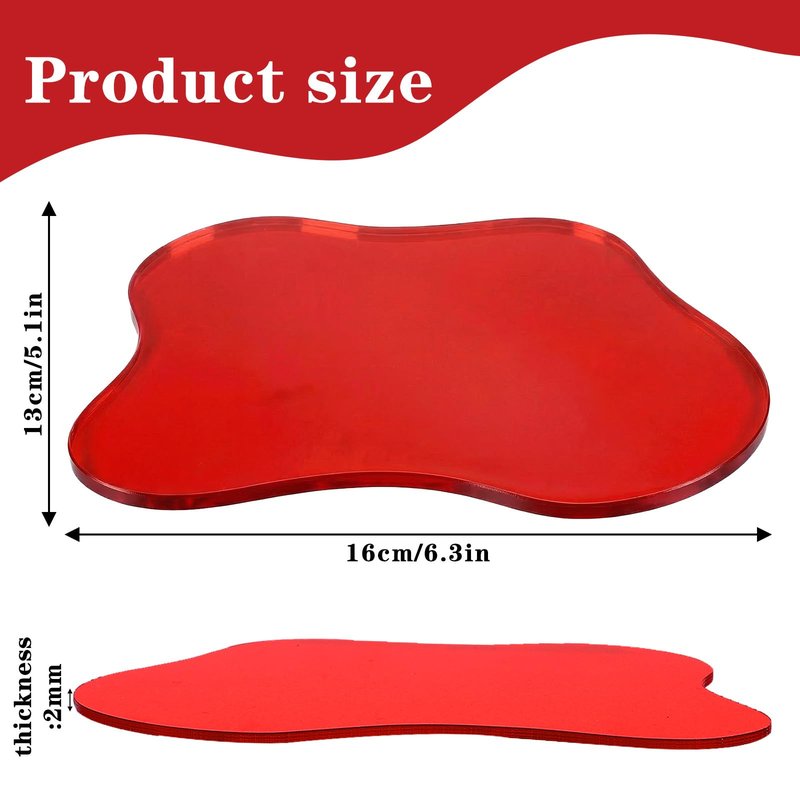 Acrylic Desk Coaster Decorative Plates, Cloud Cup Acrylic Coaster Heat-Resistant Drink Coasters Scratch-Proof Cup Protector Decorative Plates for Tabletop Coffee Table Home Office (Clear Red)