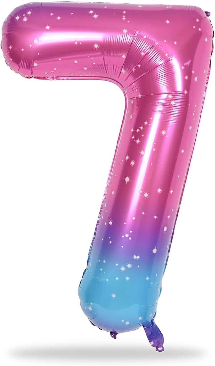 Skiennix 40'' Rainbow Number 7 Balloon - Giant Self-Inflating Gradient Blue & Pink Foil for 7th Birthday Party Decorations