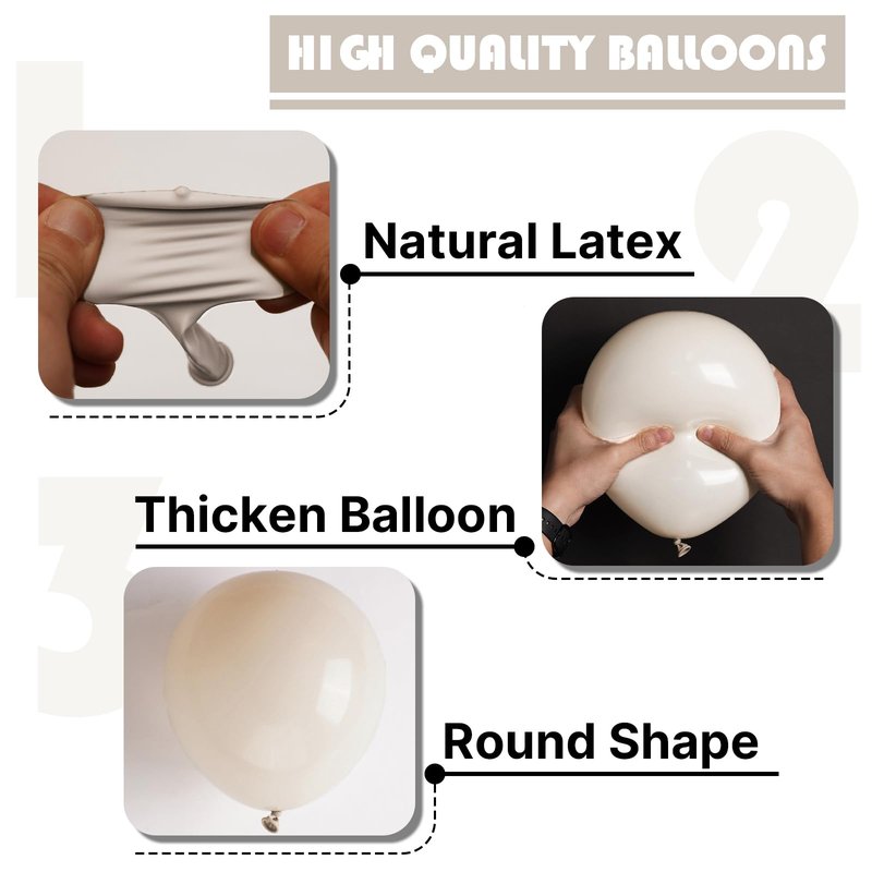 PartyWoo White Sand Balloons 100pcs 12 Inch Off White Beige Cream Ivory Boho Neutral Latex Balloons for Wedding Graduation Baby Shower Anniversary Engagement Birthday Party Decorations White-F12