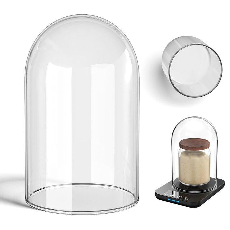 Large Glass Dome for MENGBEI Sourdough Starter Warmer, Warming Heating Pad Accessories Clear Glass Cover Fits Jars 24oz 34oz 40oz (7.87" * 5.12")