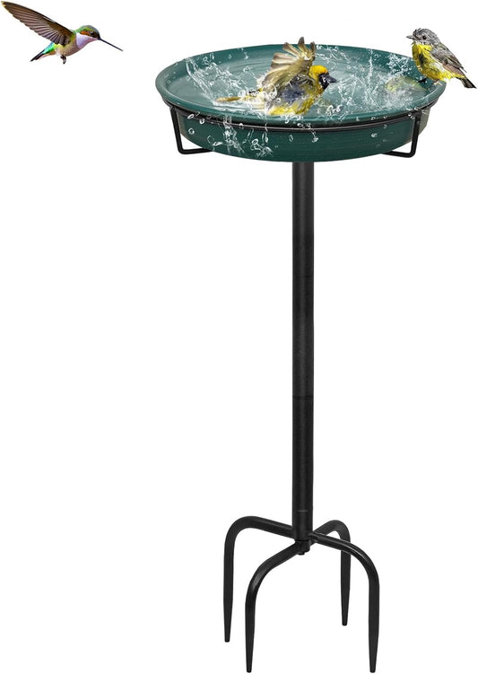 Regine Switzerland Freestanding Birdbath - Outdoor Garden Bird Feeder Bowl with Metal Stake | 35.5 Inch, Detachable Design